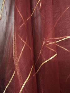 Maroon Net Dupatta with Golden Border
