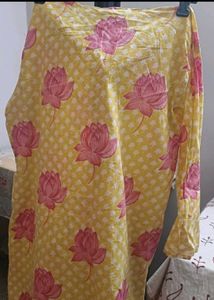 Yellow Lotus Print Kurta