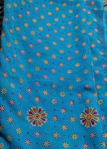 Stunning Blue Floral Saree with Pink Border
