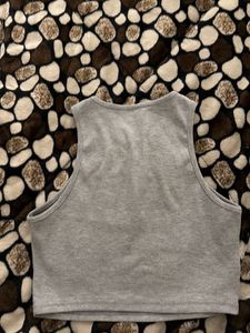 Gray Ribbed Tank Top