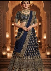 Exquisite Navy Blue Embroidered Lehenga Choli