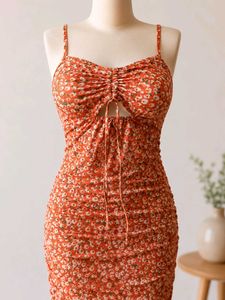 Ruched Floral Mini Dress