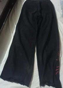 Dragon Embroidered Wide Leg Pants