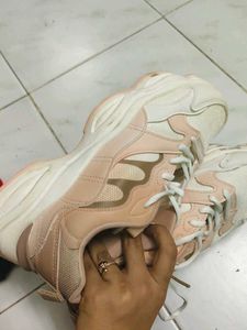 Stylish Pink &amp; Cream Sneakers