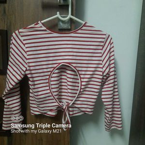 Red And White Striped Top From Yousta