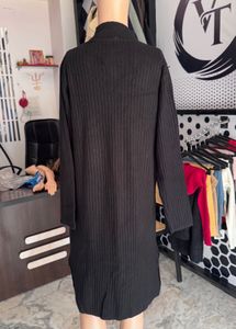 Black Knit Turtleneck Dress