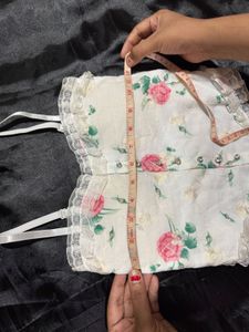 Floral Lace Trim Corset Top