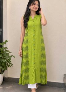 Lime Green Printed Kurta (with sleeve inside)