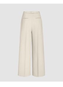 Elegant Cream Wide Leg Pants with Belt