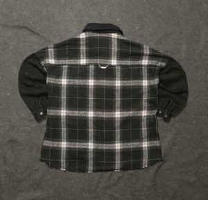 Vintage Havana Plaid Flannel &amp; Denim Mix Overshirt