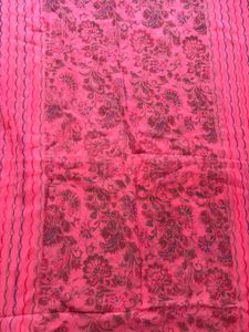 Pink Semi-Sheer Floral Design Scarf Or Dupatta