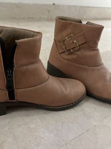 Brown Ankle Boots with Buckle Detail