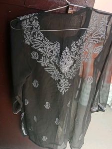 Embroidered Black Chikankari Kurta | M size