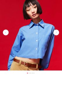 Blue Cropped Button-Up Shirt