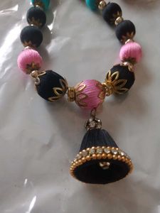 Silk Thread Necklace &amp; Earrings Set