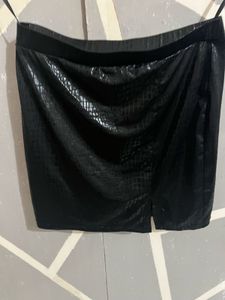 Black Faux Leather Textured Skirt