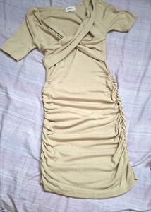 Ruched V-Neck Bodycon Dress
