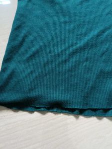Teal Ribbed V-Neck T-Shirt