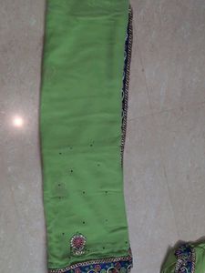 Beautiful Lime Green Saree with Embroidery