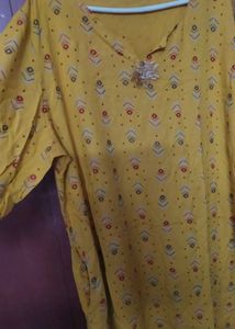 Yellow Kurta with Ethnic Print