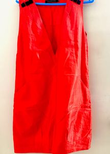 Vibrant orange V-Neck dress