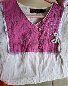 White Kurti Short Pattern