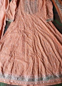 Peach Anarkali Kurta Set with Dupatta