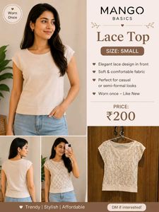 Mango Basics Lace Top - Size Small