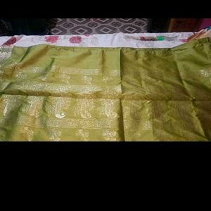 Vibrant Green silk  Saree with Gold zari Weave