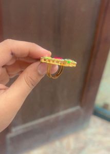Stunning Kundan Ring with Red Stone