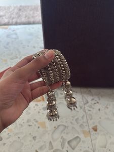 Oxidized Silver Bangles with Tassels