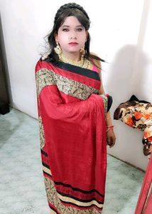 Beautiful Red crepe Silk Saree