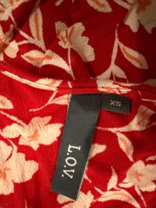 Red Floral Wrap Top