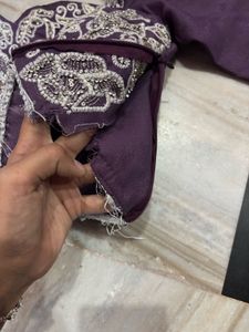 Embroidered Purple Blouse , plazo wit
