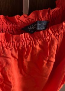 Orange Off-Shoulder Puff Sleeve Top