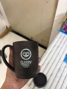 Sleepy Owl Coffee Mug with Lid