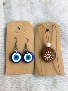 Evil Eye & Sun Pendant Necklace Set