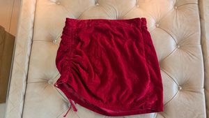 magenta Velvet Ruched Mini Skirt