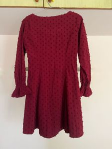 FabAlley Marooon Textured Mini Dress