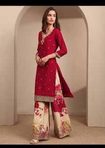 LIBAS red kurta palazzo set