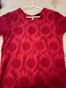 Vibrant Red Embroidered Ethnic Blouse