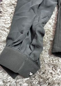 Chic Grey Puff Sleeve Corset Top