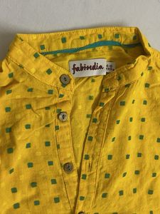 Fabindia Yellow Printed Kurta with pajama set