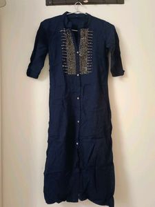 Navy Blue Embellished Kurta