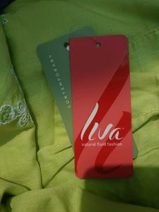 Lime Green Kurta with Embroidery from Ajio