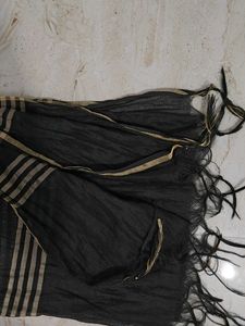 Black Striped Dupatta with Tassels
