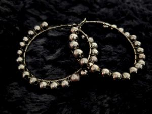 Big Hoop Earrings with Silver Beads
