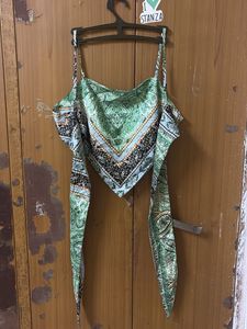 Patterned Tie-Up Crop Top