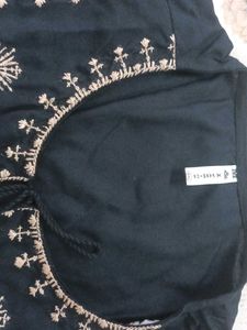 Embroidered Black Top