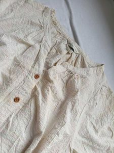Casual Cream Textured Button-Up Top